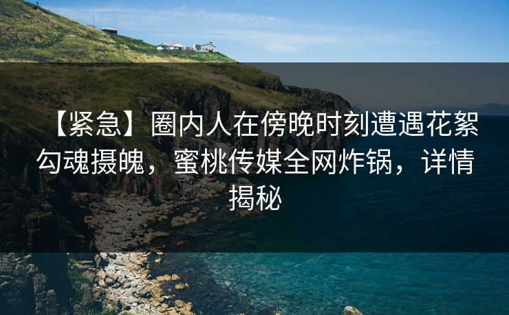 【紧急】圈内人在傍晚时刻遭遇花絮 勾魂摄魄，蜜桃传媒全网炸锅，详情揭秘