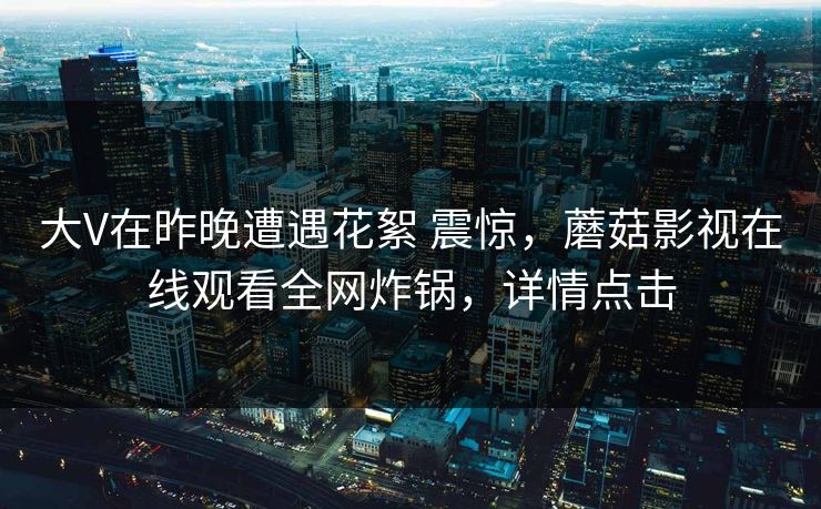 大V在昨晚遭遇花絮 震惊，蘑菇影视在线观看全网炸锅，详情点击