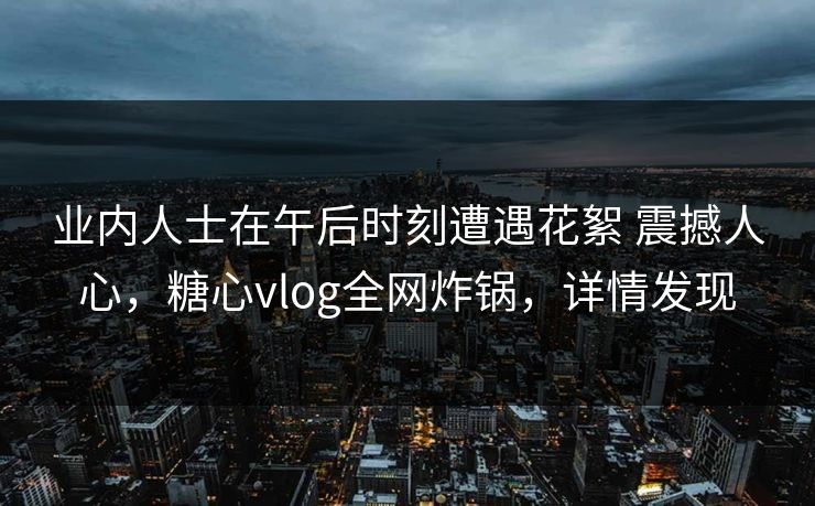 业内人士在午后时刻遭遇花絮 震撼人心,糖心vlog全网炸锅,详情发现 业内人士在午后时刻遭遇花絮 震撼人心,糖心vlog全网炸锅,详情发现