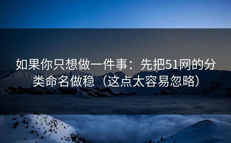 如果你只想做一件事：先把51网的分类命名做稳（这点太容易忽略）