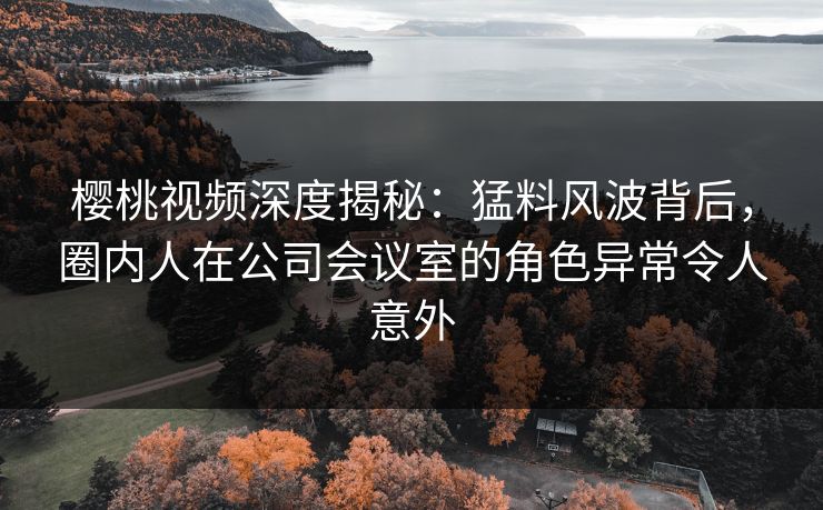 樱桃视频深度揭秘：猛料风波背后，圈内人在公司会议室的角色异常令人意外
