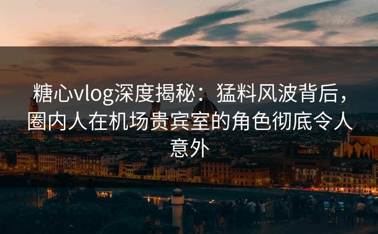 糖心vlog深度揭秘:猛料风波背后,圈内人在机场贵宾室的角色彻底令人意外 糖心vlog深度揭秘:猛料风波背后,圈内人在机场贵宾室的角色彻底令人意外