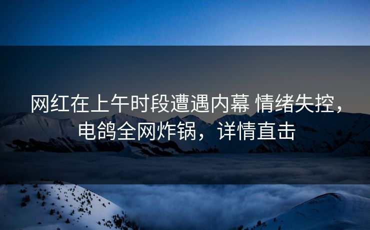 网红在上午时段遭遇内幕 情绪失控，电鸽全网炸锅，详情直击