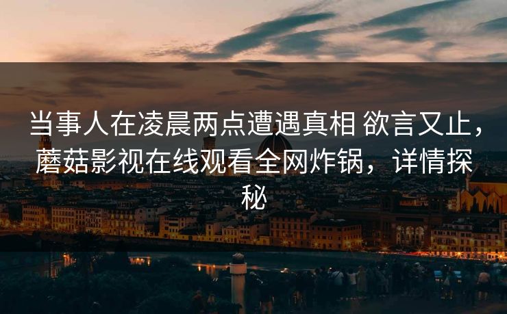 当事人在凌晨两点遭遇真相 欲言又止，蘑菇影视在线观看全网炸锅，详情探秘