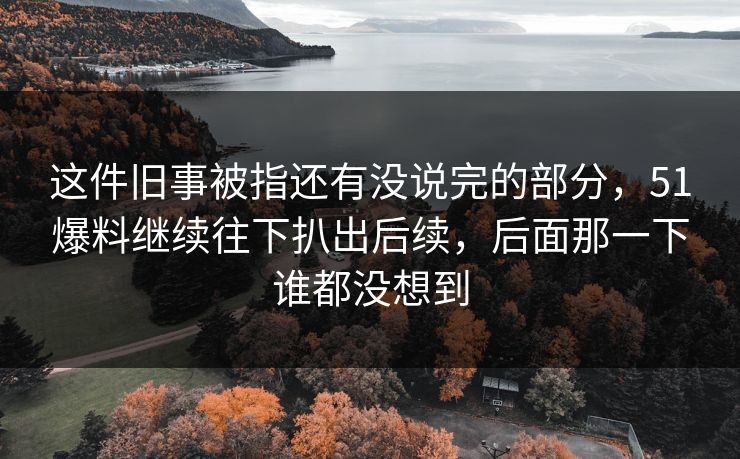 这件旧事被指还有没说完的部分，51爆料继续往下扒出后续，后面那一下谁都没想到