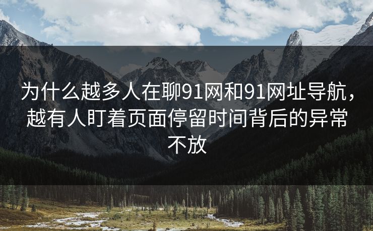 为什么越多人在聊91网和91网址导航，越有人盯着页面停留时间背后的异常不放